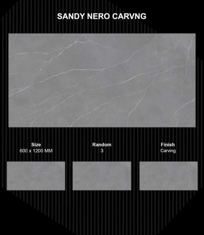Gạch Ấn Độ - SANDY NERO CARVING